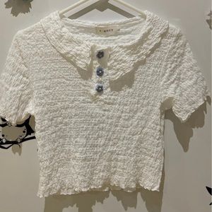 Blue flower buttons top